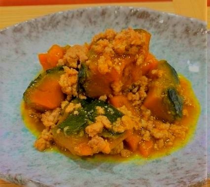 カボチャとひき肉あんかけ
